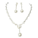 Wedding Jewelry Set Crystal Pearls Necklace Earrings Girls Woman Prom Party Accessories