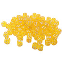 100pcs Transparent Six Sided D6 Dice for D&D TRPG Party Games Toys Yellow
