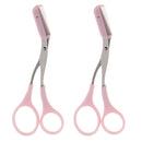 2pcs Pink Plastic Metal Women Makeup Eyelash Eyebrow Trimmer Scissors Hair Remover Cutter With Comb Thinning Shears
