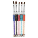 Lot of 5pcs Professional Salon Home DIY Rhinestone Nail Art Flat Brushes Set UV Gel Acrylic Tips Polish Manicure Pen Tool