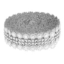 5 Yards Sparkling Diamond Rhinestone Mesh Ribbon Wrap Roll for Arts & Crafts, Event Decorations, Wedding Cake, Birthdays, Baby Shower, 1" x 5 Yards, 4 Round Heart Bows