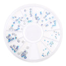 120pcs/Set 3D Nail Art Rhinestones Blue Round Glitters Tips Decoration Manicure Wheel