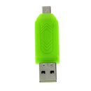 USB2.0 + Micro USB OTG Adapter TF Memory Card Reader for PC Smartphone Green