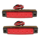 2PCS 12V 6 LED Truck Boat BUS RV Trailer Side Marker Indicators Light Red