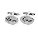 Wedding Men's Shirt Cufflinks Groom Gift Vintage Oval Cuff Link Silver