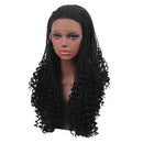Stylish Micro Braids to Wavy Synthetic Wig Heat Resistant Fiber Hair Tied Braided Lace Front Wigs for Black Women 24
