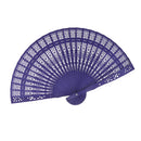 Vintage Wood Hollow Carved Hand Fan Foldable Fan - Purple