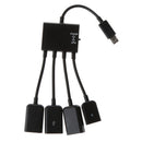 4 in 1 Micro USB Hub Male to Female Three USB 2.0 Host OTG Adapter Cable