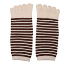 Men Women Blisters Preventing 5 Finger Ankle Striped Toe Socks Cotton Warm Toe Socks Pair Beige