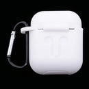 Silicone Wireless Earphone Case Strap Accessories, Silicone Protective Cover + Key Ring Clasp Set for Apple Airpods White
