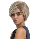10'' Fashion Woman Layered Natural Short HEAT RESISTANT Synthetic Hair Wigs with Cap Light Blonde
