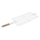 1 Piece BBQ Barbecue Clip Fish Grilling Basket Roast Folder Tool with Wooden Handle 46x22.5cm