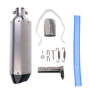 Replacement Universal Motorcycle Exhaust Muffler Pipe with Silencer Muffler Kits Silver 340mm