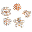 5 Pieces Mixed Orange Crystal Rhinestone Pearl Flatback Buttons Embellishment Craft Sewing Scrapbooking Wedding Decoration