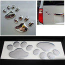 3D Pet Animal Paw Sticker Footprints Decor For Car Truck Silver