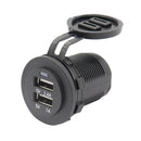 Universal Car Boat 2 Pin Dual USB Charger Socket Plug With Waterproof Cover