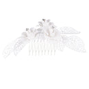Diamante Alloy Crystal Flower Leaves Wedding Bridal Hair Jewelry Hair Comb Hair Clips Hair Pins White