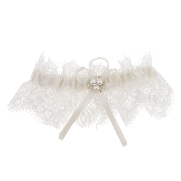 Wedding Party Pearls Bowknot Lace Flower Garter Thigh Ring Party Accessories