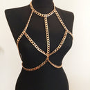Open Bra Body Chains Thick Harness Party Club Women Bikini Beach Necklace