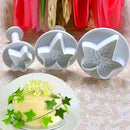 3pcs Maple Cookie Pastry Biscuit Cutter Fondant Cake Decorating Mold Tool