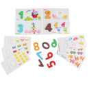 Pack of 10 Multi-Color Wooden Number Toy Set with Animal Patterns Card, For Baby Toddlers Kids Early Education
