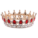 Baroque Ruby Gold Queen Crown Tiara Wedding Headpiece Girls Pageant Costume