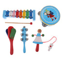 5 Pieces Blue Wooden Cartoon Tambourine Musical Instruments Toys Gift for Kids Baby Toddl