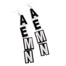 1 Pair Acrylic AEMN Letter Jewelry Dangle Earrings Women Punk Club Ear Drop Fashion Ear Hook 14cm Long