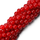 8mm Loose Beads Jewelry Making Strand 15 Inch - Red