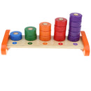 Wooden Colorful 5 Column Ring Blocks Stacking Mathematics Number Counting Learning Education Toy