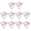 10 Pieces Pink Triangle Shape Alloy Rhinestone Pendant Charms DIY Jewelry Findings