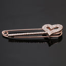 Vintage Alloy Brooch DIY Crystal Pin Badge Gift for Wedding Bride Love Heart