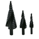 3 Pieces HSS Spiral Groove Step Cone Drill Metal Hole Cutter Bit Set 4-32mm