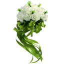 Wedding Bouquet Pearl Stain Ribbon Handle Bridal Bridesmaid Ribbon Foam Rose Floral Hand Tied Flower Girl Wand Decor