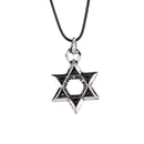 Mens Silver Alloy Link Chain Six-Pointed Star Celtic Pendant Necklace