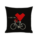 Cotton Linen Nap Cushion Cover Home Decor Throw Pillow Case Bicycle & Heart
