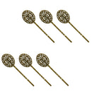 6pcs Vintage Hair Grips Clips Slides Oval Flower Hair Pins Bronze Barrette