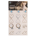 Metallic Temporary Tattoos Blue Diamond Ring Heart Sticker Bride Party DIY Body Arm Decor Removable