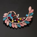 Vintage Alloy Brooch DIY Crystal Pin Badge Gift for Wedding Bride Peacock-2