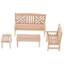1/12 Dollhouse Miniature Unpainted Furniture Garden Park Decor Bench Chair Table Stool Set Kids Pretend Play Toy