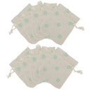 10 x Green Flower Linen Jute Sack Jewelry Pouch Drawstring Gift Bags Wedding
