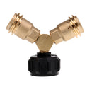Y-Splitter Tee Outdoor Camping Picnic Gas Stove Adapter Propane Refill Cylinder Tank Coupler 1-Male QCC and 2-Female QCC
