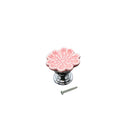 Set Of Vintage Style Ceramic Orchid Cabinet Door Pull Knob Cupboard Closet Drawer Pull Handle With Screw Pink