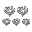 5pcs Antique Silver Heart Charms Pendants Connectors Jewelry Gift DIY
