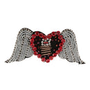 Heart Wing Rhinestone Beaded Patch Embroidery Sew on Appliques Garment Decoration