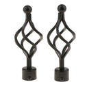2Pcs Iron Window Curtain Pole End Drape Rod Finals Head for Rods with Dia. 28mm Black