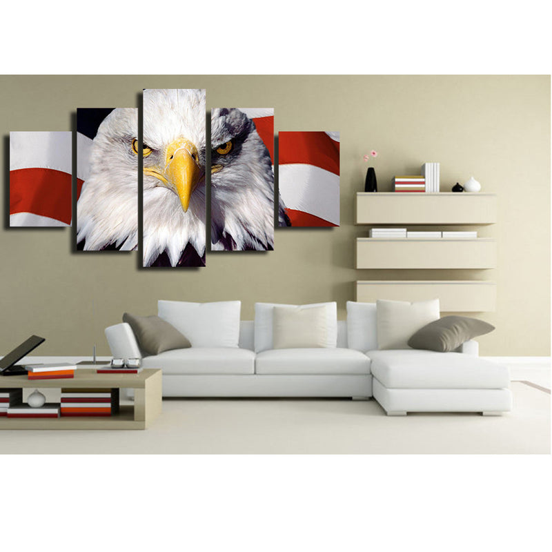 1 Set of 5PCS Canvas Painting for Home Bedroom Cafe Hotel Room Wall Art Wall Decor Paintings Eagle Print Charms 30/40/50cm