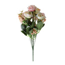 Artificial 7 Heads Roses Bouquet With Leafs Wedding Garden Decor Bridal Bouquet Decor Home Party Decor Flowers Pink