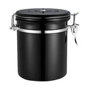 1.5L Capacity Stainless Steel Coffee Tea Canister Jar Box Sugar Storage Pot Seal Can for Home Hotel Office Use Black
