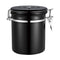 1.5L Capacity Stainless Steel Coffee Tea Canister Jar Box Sugar Storage Pot Seal Can for Home Hotel Office Use Black